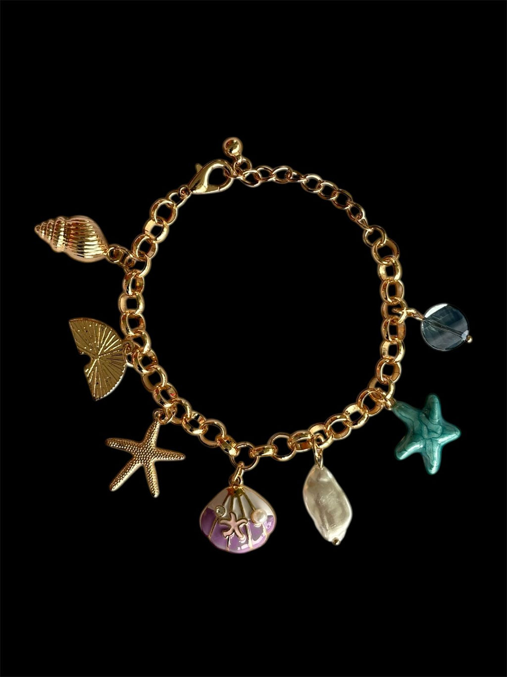 Ocean Charm Bracelet with Starfish & Shell