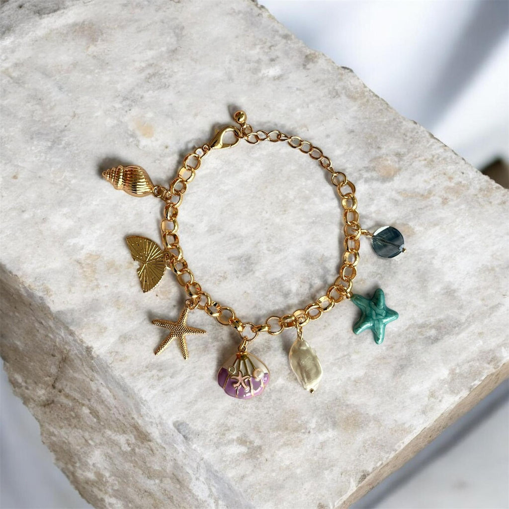 Ocean Charm Bracelet with Starfish & Shell