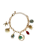 Ocean Charm Gold Bracelet with Starfish & Shell