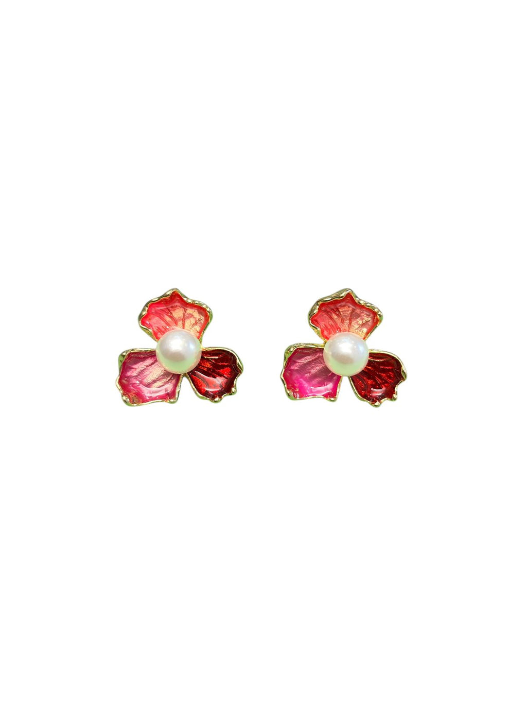 Pink Floral Pendant Necklace & Earrings Set