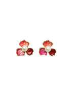 Pink Floral Pendant Necklace & Earrings Set