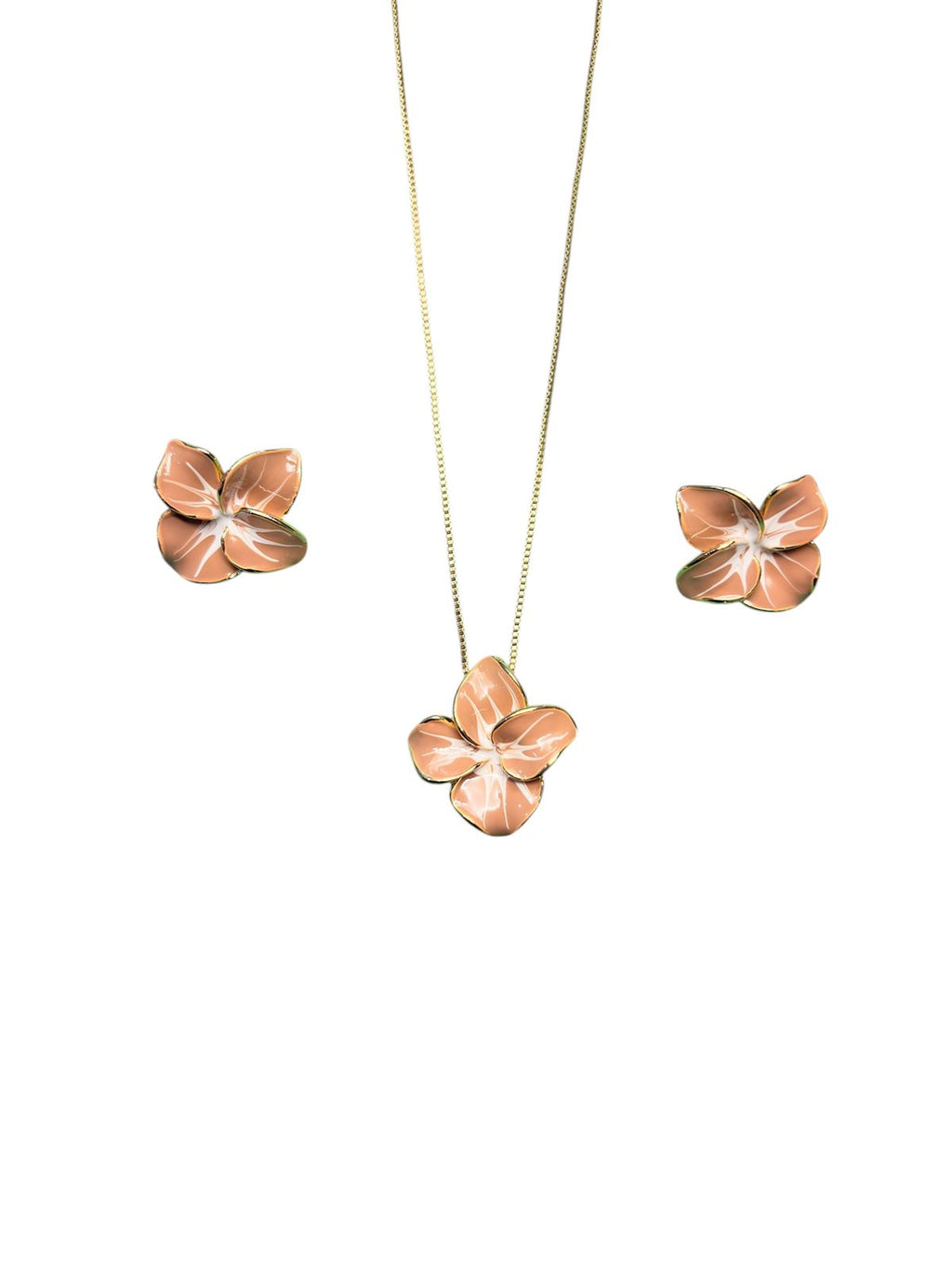 Floral Pendant Necklace & Earrings Set