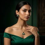 Green Stone Pendant Necklace & Earrings Set
