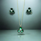 Green Stone Pendant Necklace & Earrings Set