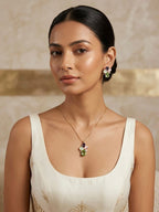 Multi Stone Pendant Necklace & Earrings Set
