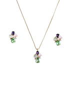 Multi Stone Pendant Necklace & Earrings Set