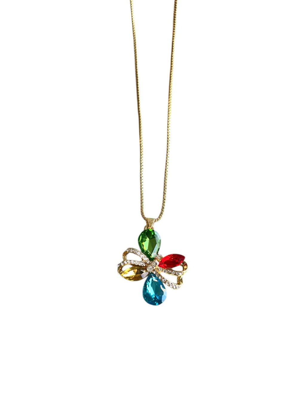 Multi Color Stone Pendant Necklace & Earrings Set