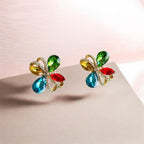 Multi Color Stone Pendant Necklace & Earrings Set