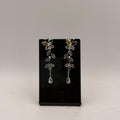 Golden Floral Crystal Drop Earrings for Women