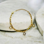 Gold Clover Charm Bracelet
