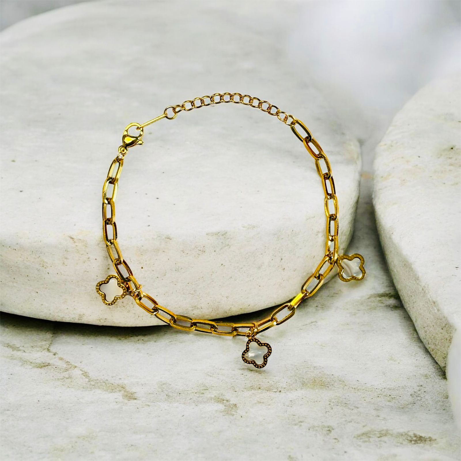 Gold Clover Charm Bracelet