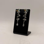 Golden Floral Crystal Drop Earrings for Women