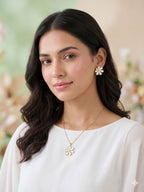 Floral Pendant Necklace & Earrings Set