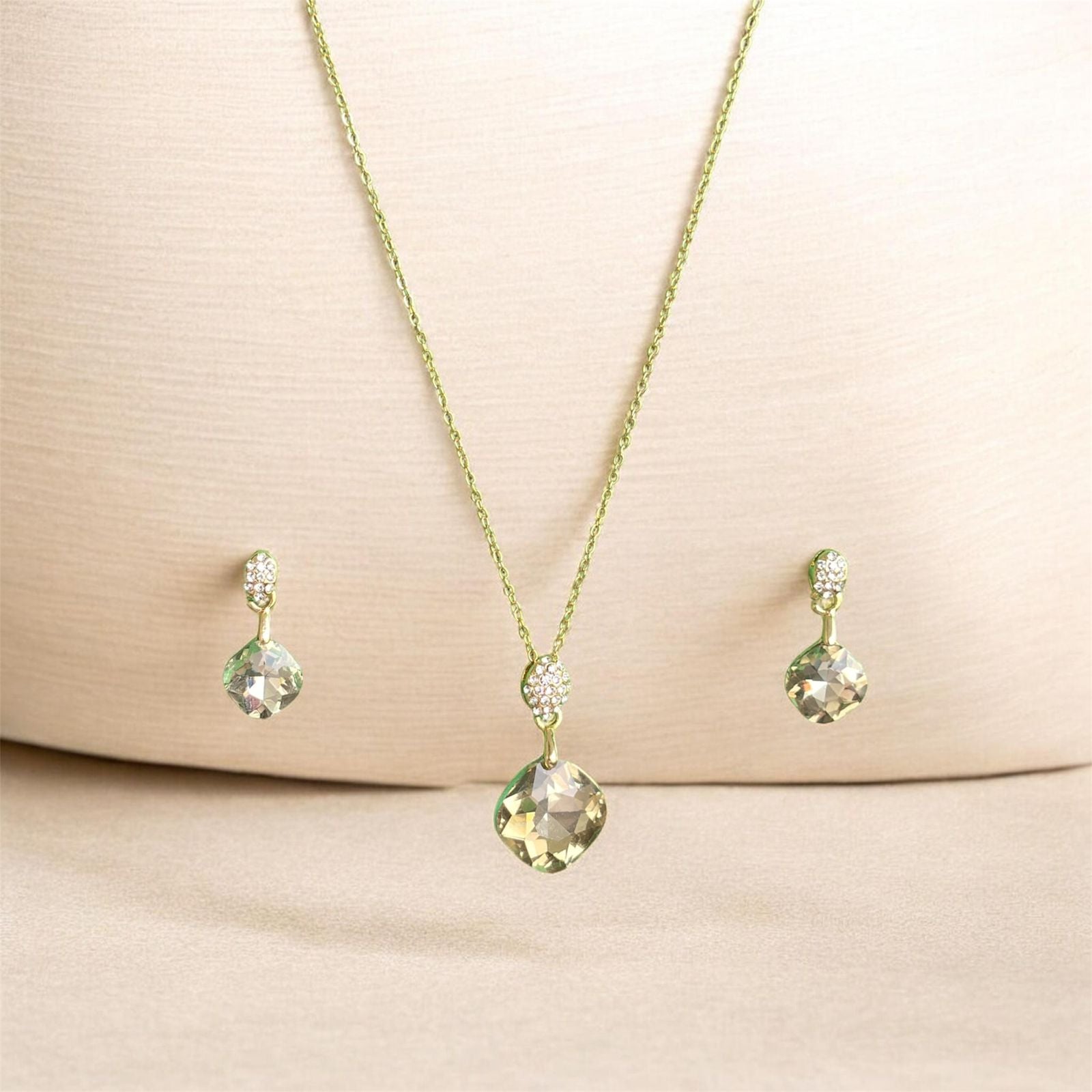 Crystal Pendant Necklace & Earrings Set