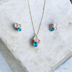 Pastel Multi Stone Pendant Necklace & Earrings Set