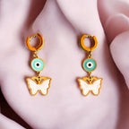 Butterfly Evil Eye Drop Earrings