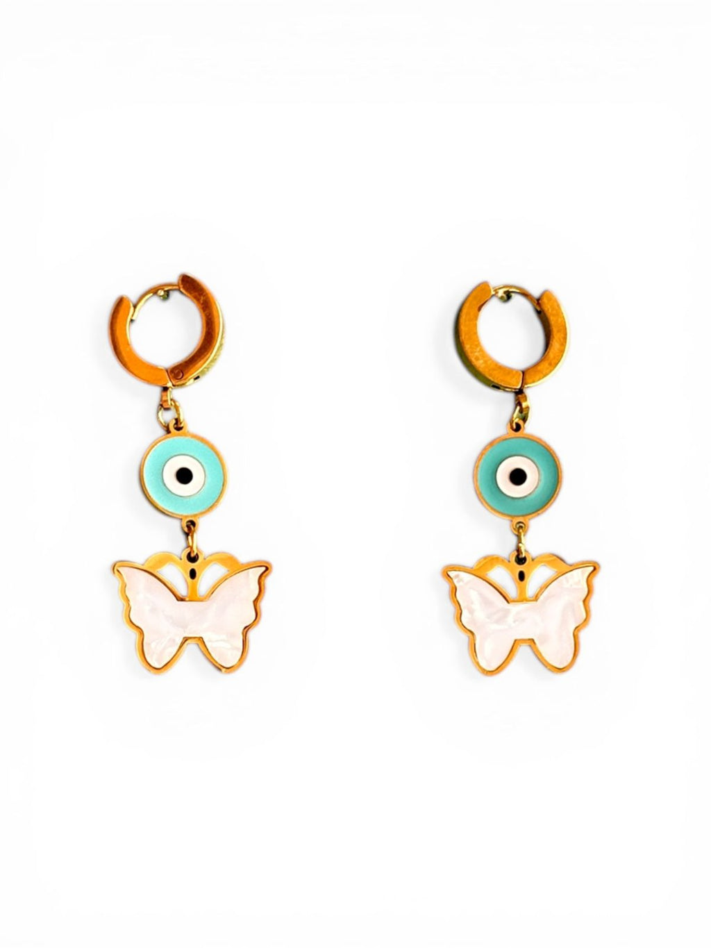 Butterfly Evil Eye Drop Earrings