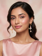 Pink Butterfly Drop Earrings with Crystal