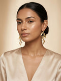 Leaf Design Pearl Drop Earrings