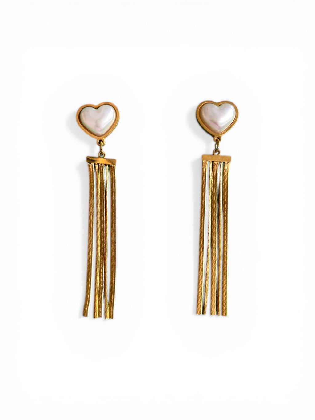 Heart Tassel Drop Earrings