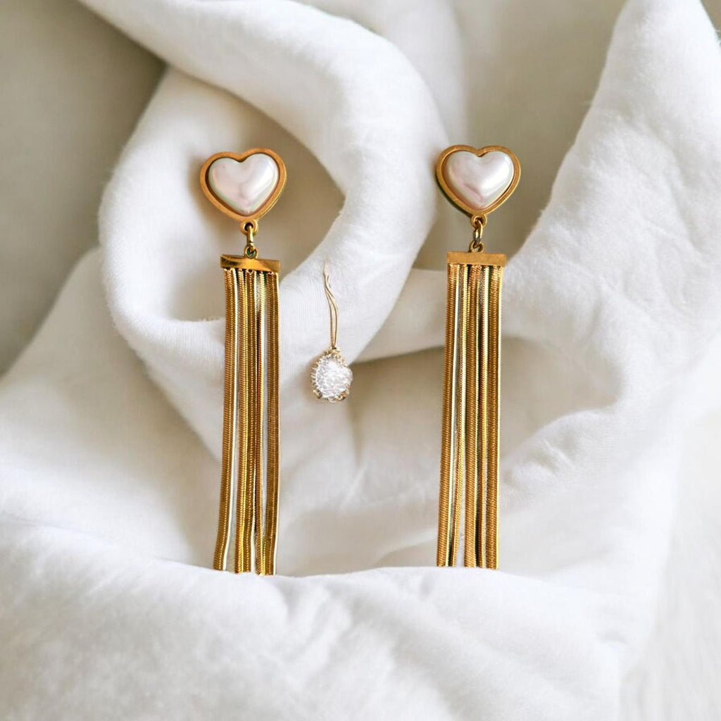Heart Tassel Drop Earrings