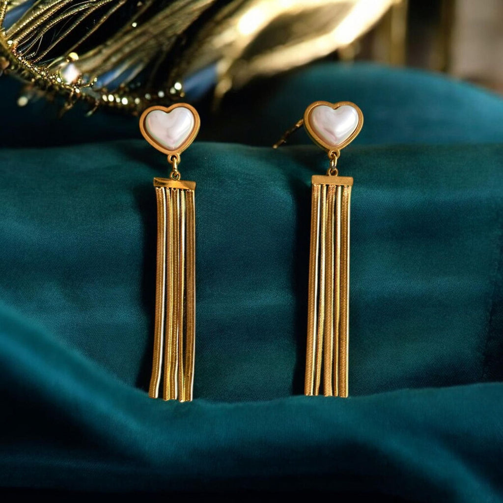 Heart Tassel Drop Earrings