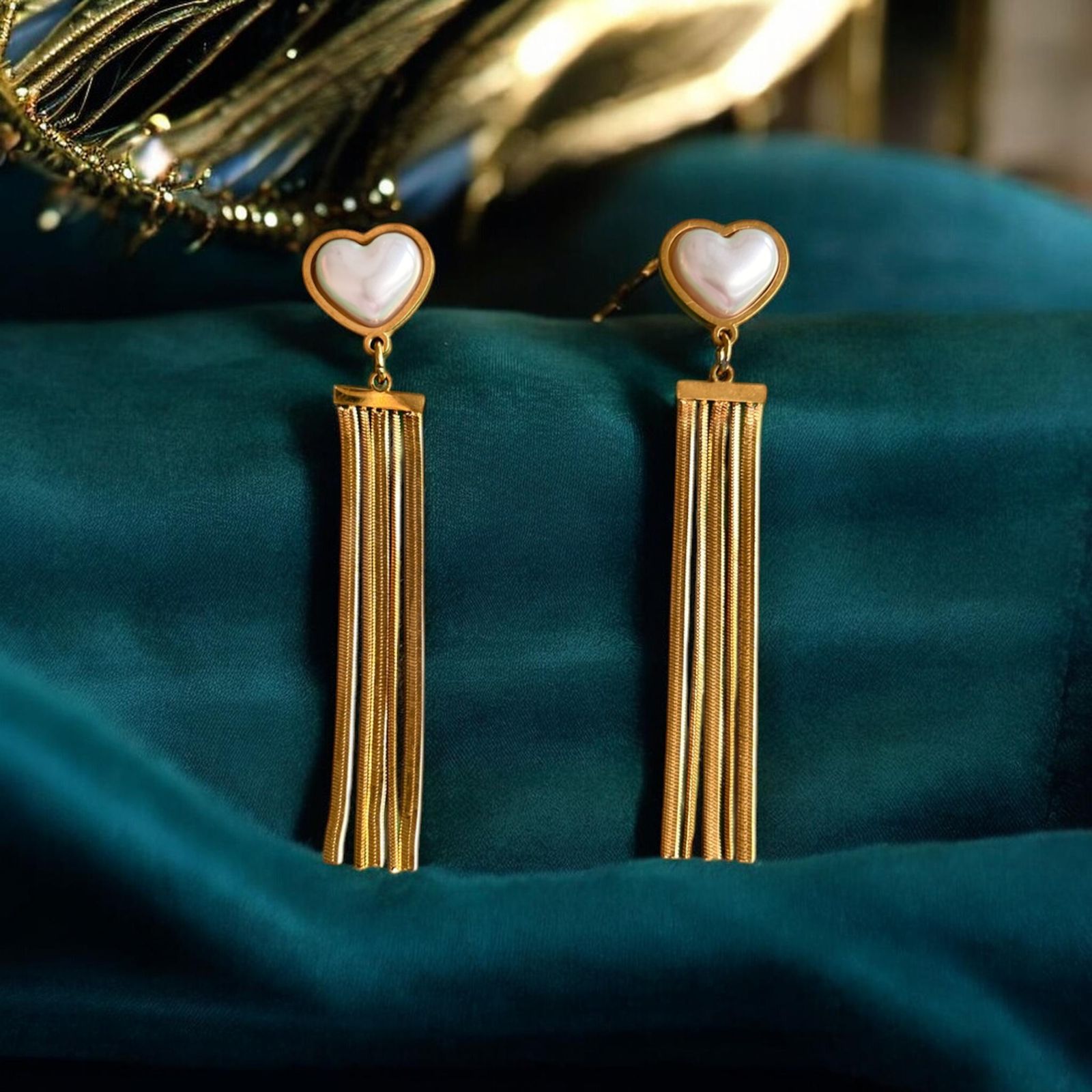 Heart Tassel Drop Earrings