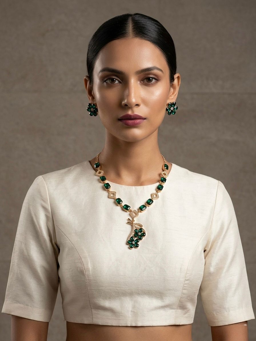 Zarmina Panna Necklace Set of Three Pieces – Artificial Jewellery | Arveeta