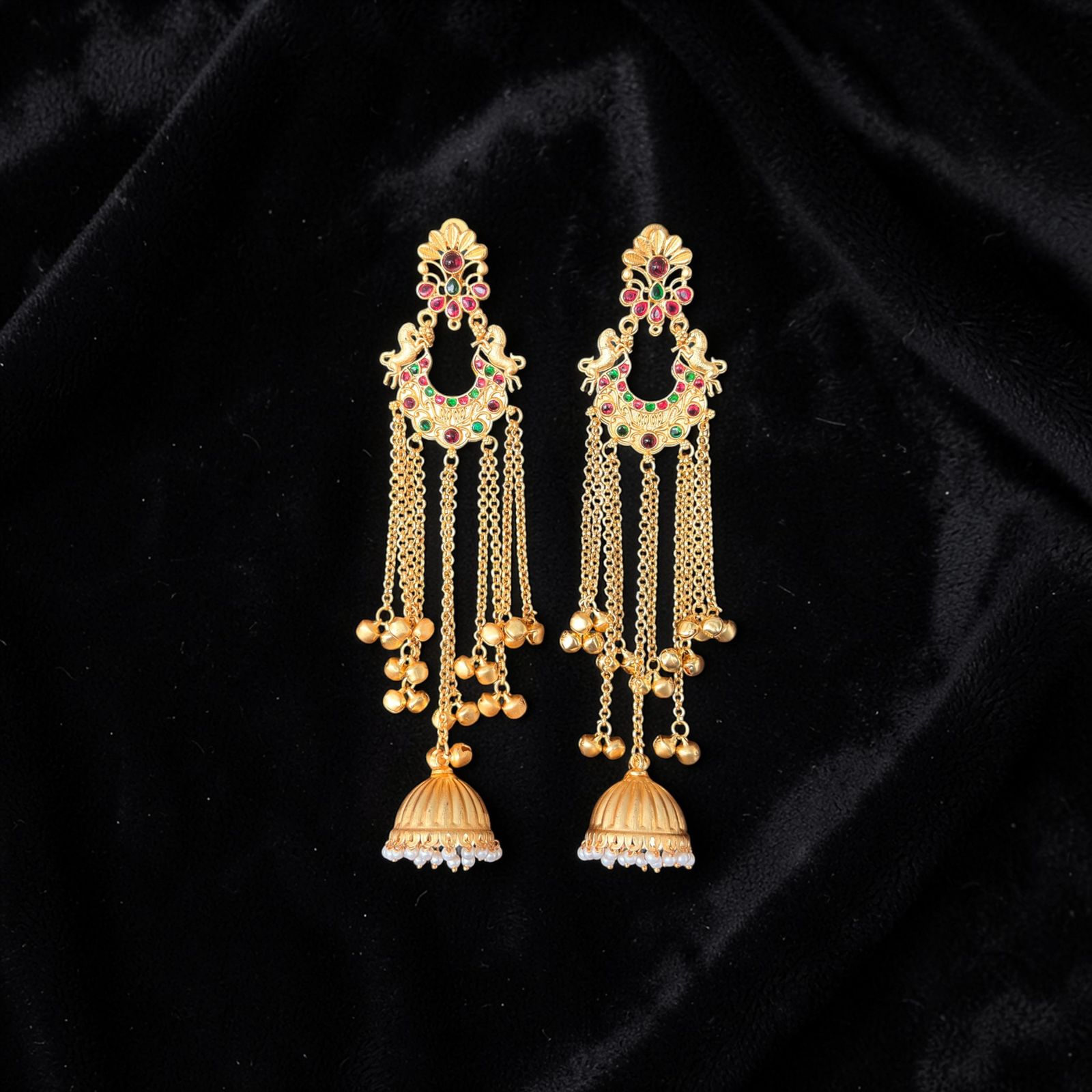 Traditional Jhumka Chandbali Tassel Earrings