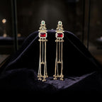 Kundan Red Green Tassel Earrings