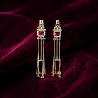 Kundan Red Green Tassel Earrings