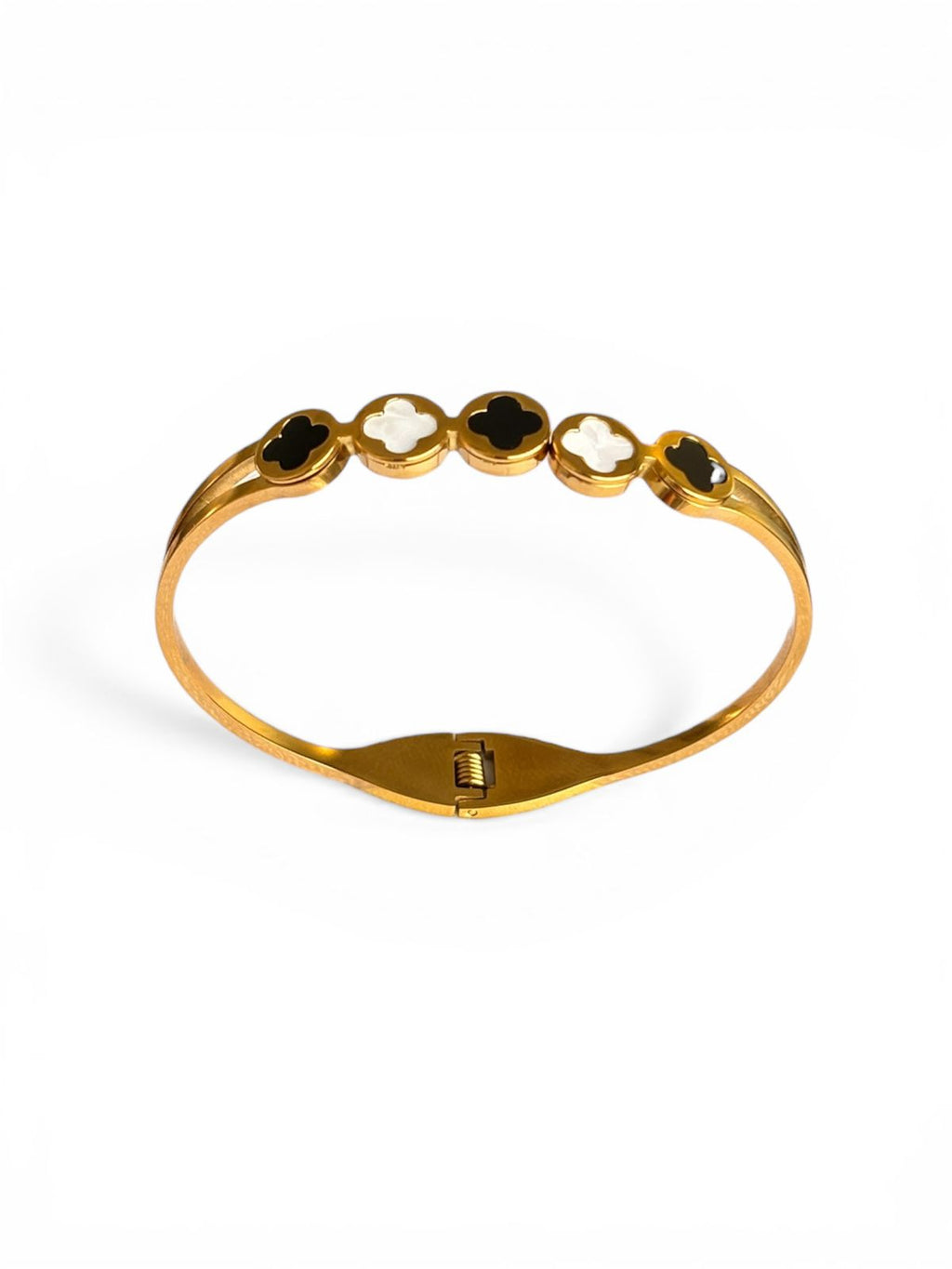 Gold Clover Enamel Bangle Bracelet
