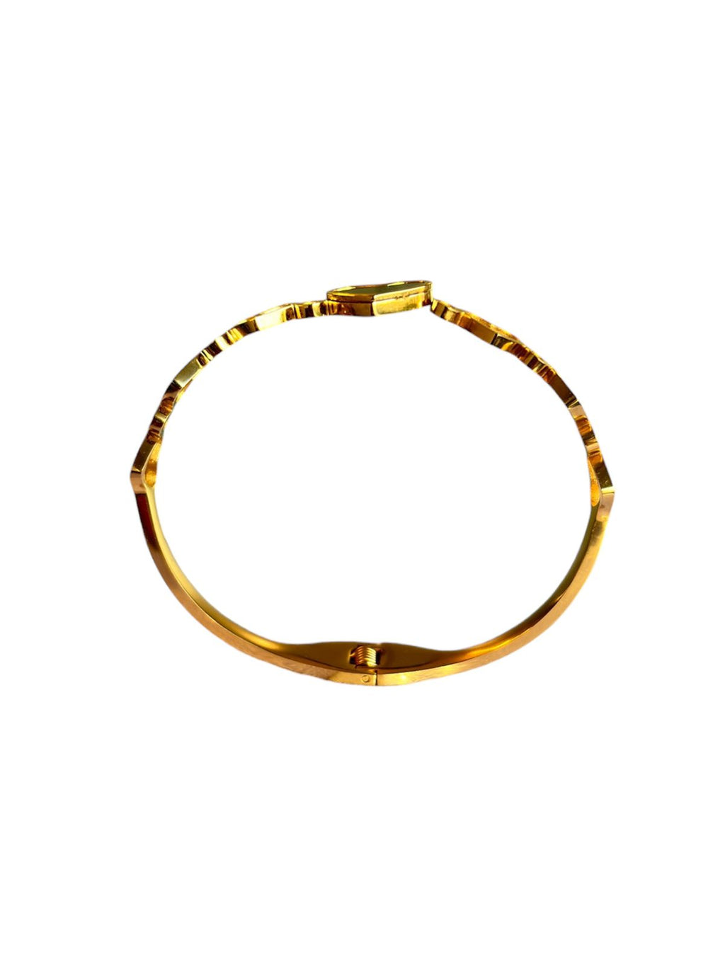 Gold Heart Enamel Bangle Bracelet
