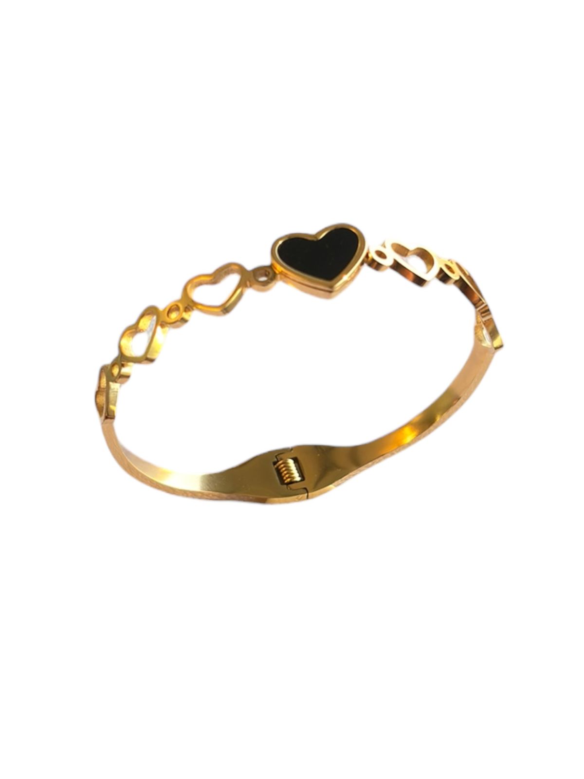 Gold Heart Enamel Bangle Bracelet