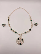 Green Stone Circular Pendant Necklace Set