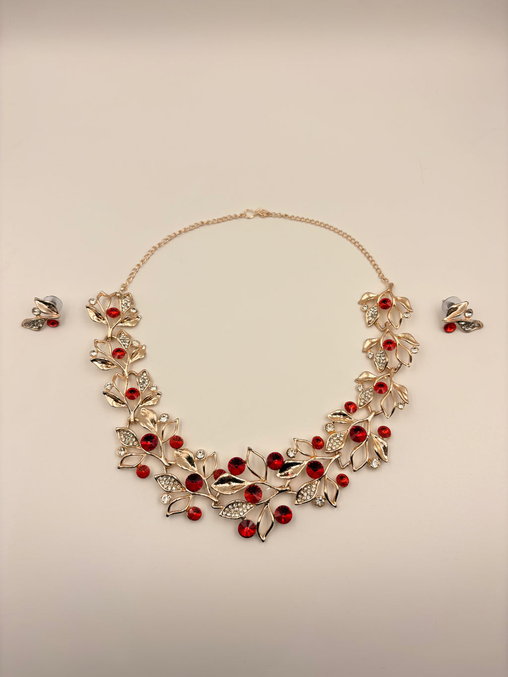Ruby Floral Statement Necklace Set