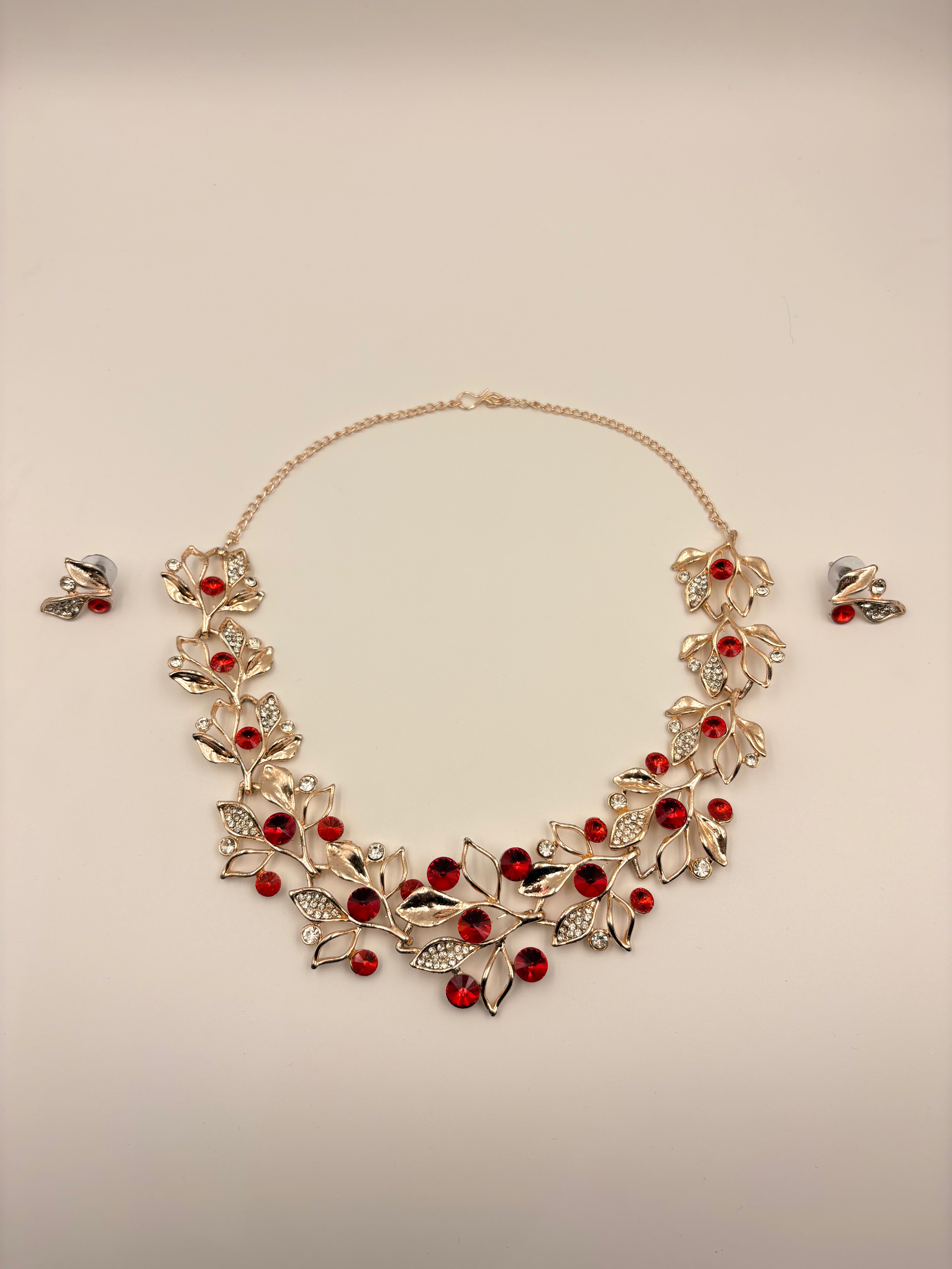 Ruby Floral Statement Necklace Set
