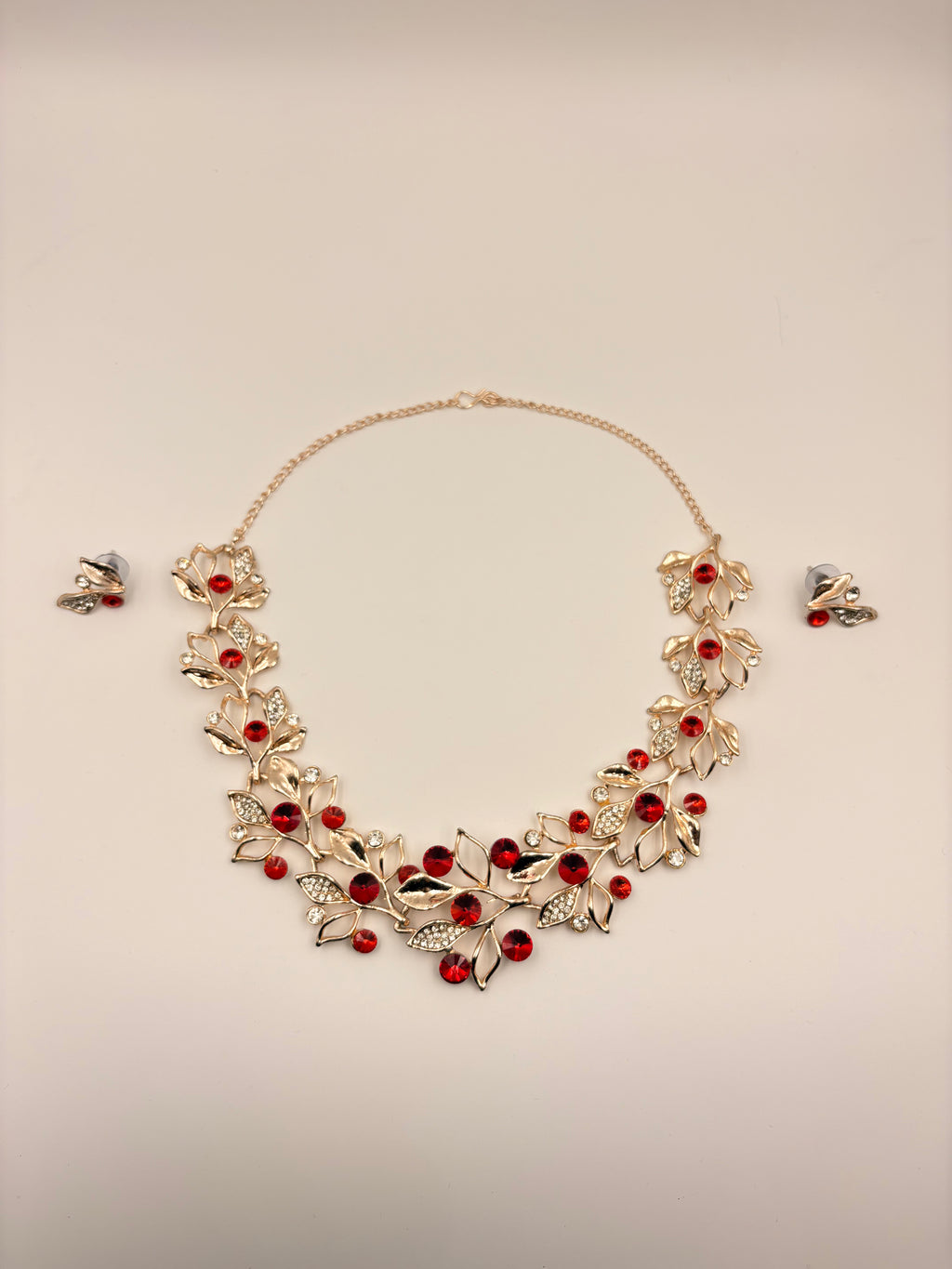 Ruby Floral Statement Necklace Set