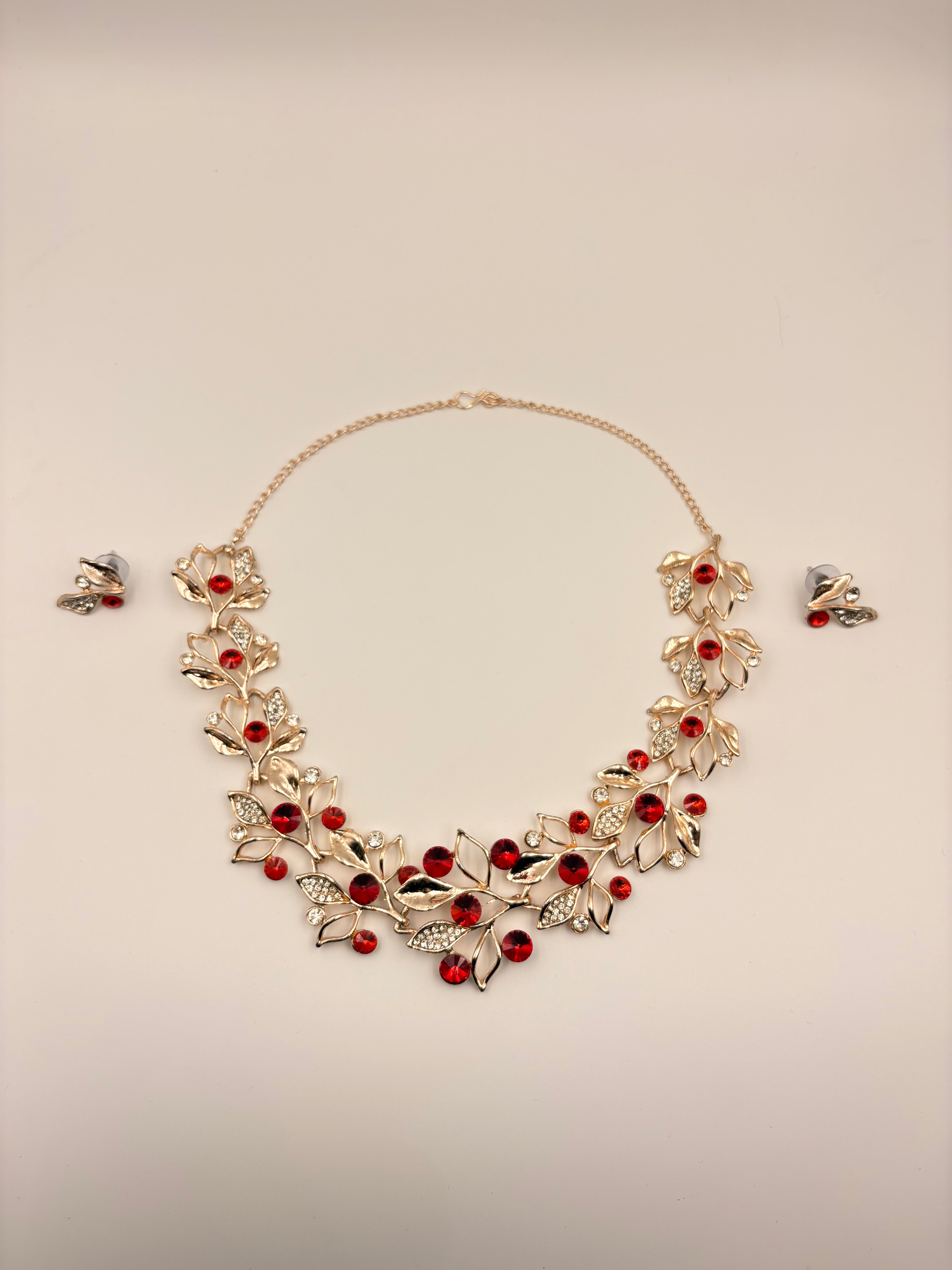 Ruby Floral Statement Necklace Set