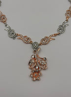 Elegant Gold Tone Leafy Vine Floral Drop Necklace Set for Women