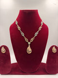 Elegant Gold Tone Teardrop Pendant Necklace Set for Women