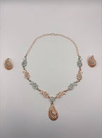 Elegant Gold Tone Teardrop Pendant Necklace Set for Women