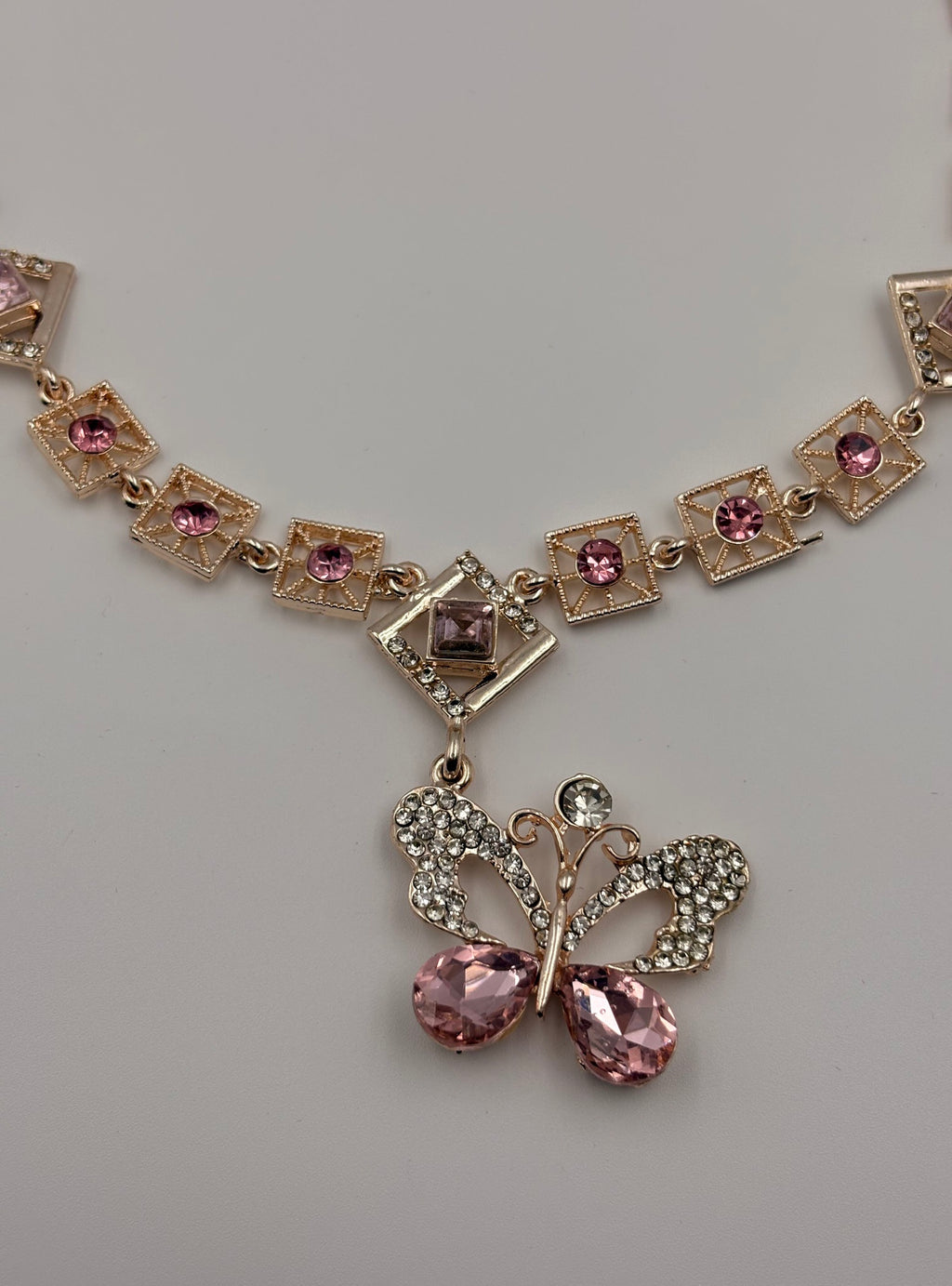 Designer Gold Tone Geometric Floral Pendant Necklace Set for Women