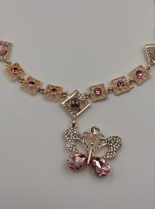 Designer Gold Tone Geometric Floral Pendant Necklace Set for Women