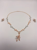 Leaf Drop Pendant Necklace Set for Women