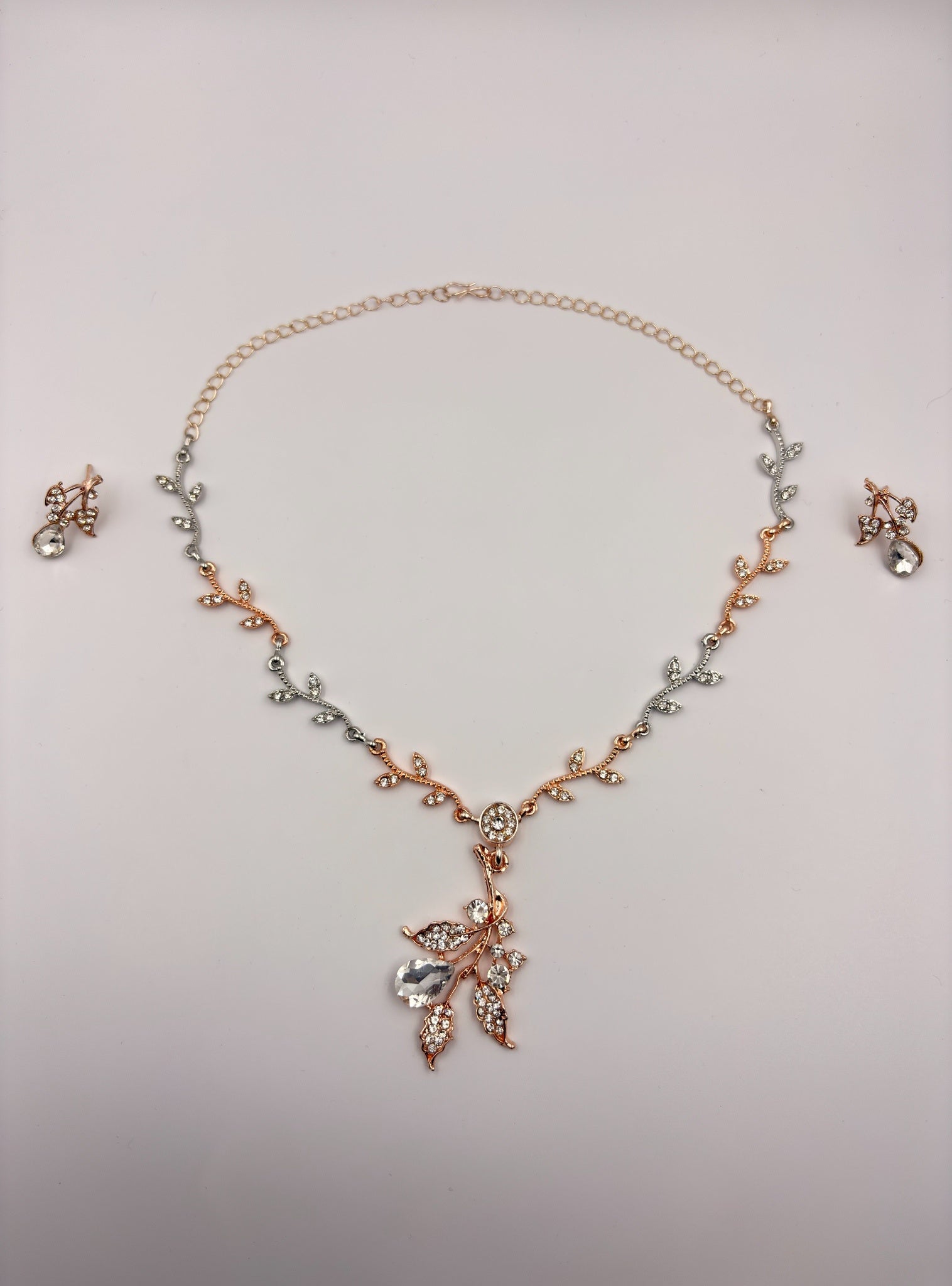 Leaf Drop Pendant Necklace Set for Women