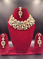 Multicolor Kundan Bridal Choker Necklace Set for Women