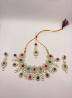 Multicolor Kundan Bridal Choker Necklace Set for Women