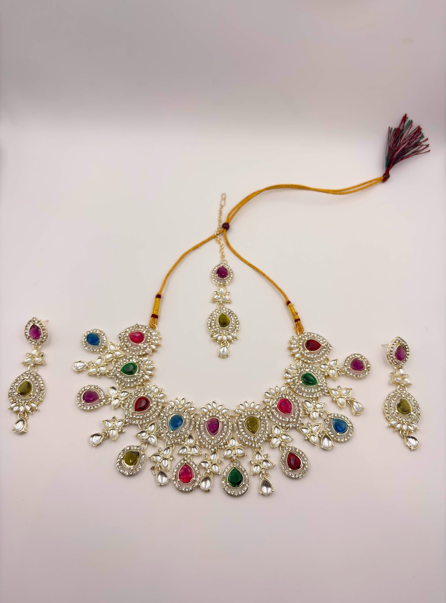 Multicolor Kundan Bridal Choker Necklace Set for Women