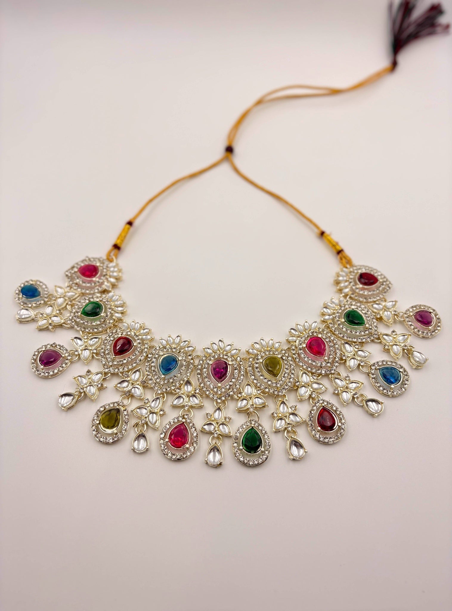 Multicolor Kundan Bridal Choker Necklace Set for Women